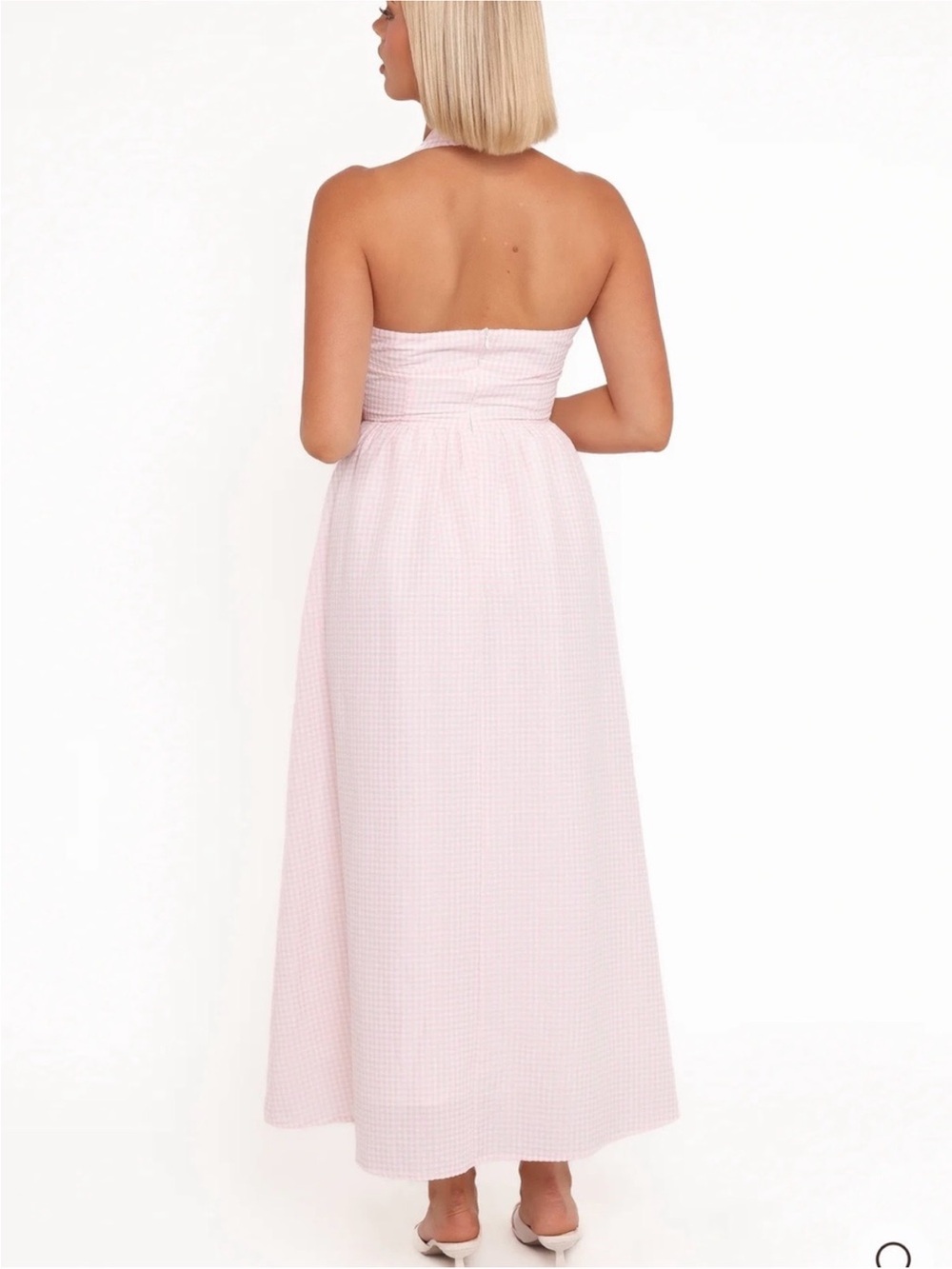 Petal and Pup- SZ 2 NWT Light Pink Gingham Halter Midi Dress - Picture 4 of 11